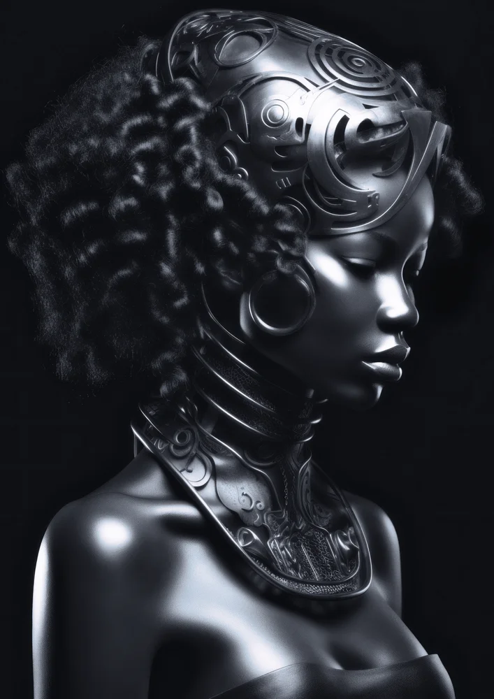 Tablou canvas: Portret Futurist în Tonuri Monocrome - Thumbnail 2