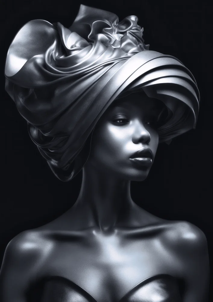 Tablou canvas: Portret Modern în Tonuri Metalice - Thumbnail 2