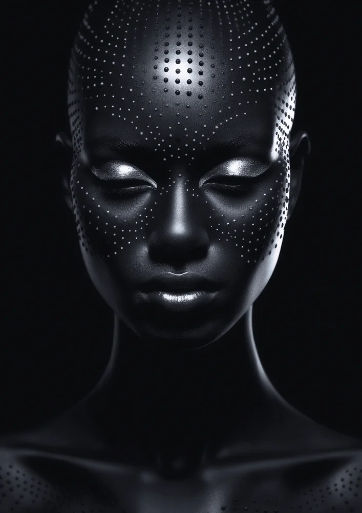 Tablou canvas: Portret Futurist cu Detalii Metalice - Thumbnail 2