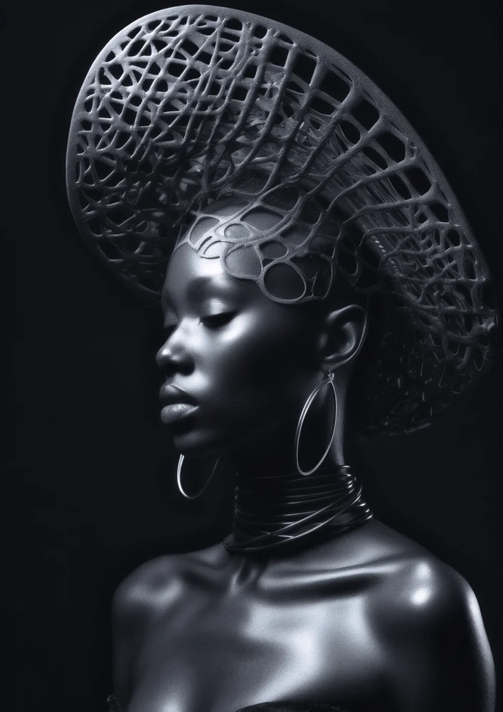 Tablou canvas: Portret Elegant cu Accente Geometrice - Thumbnail 2