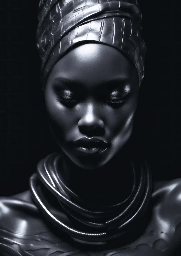 Tablou canvas: Portretul Black Madonna în Tonuri de Negru - Thumbnail 2