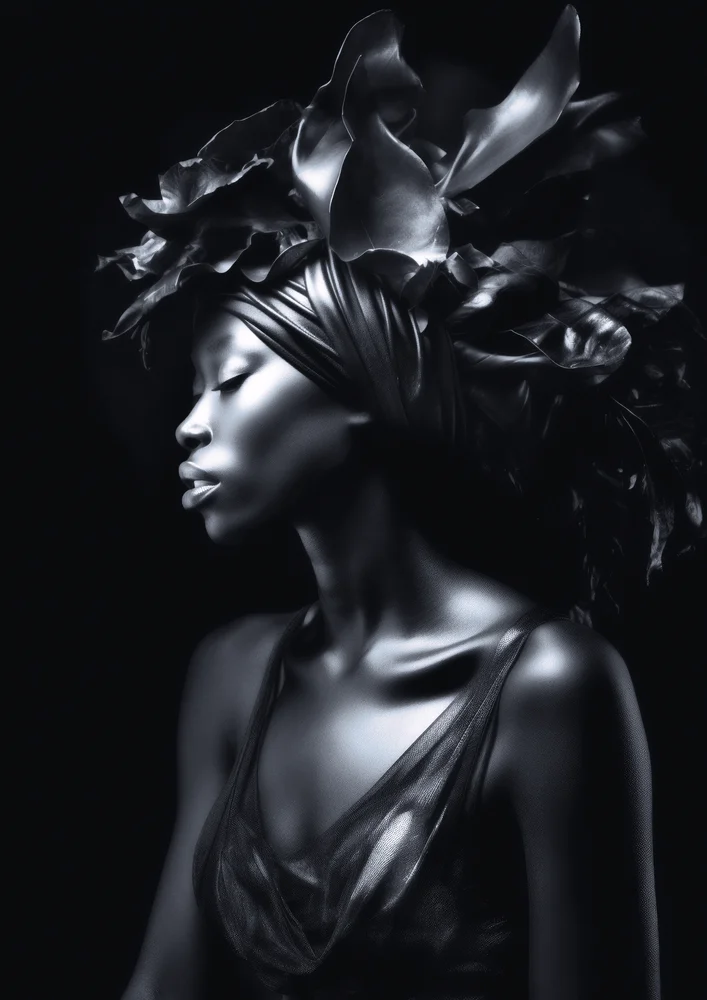 Tablou canvas: Portret Elegant în Tonuri de Negru (2) - Thumbnail 2