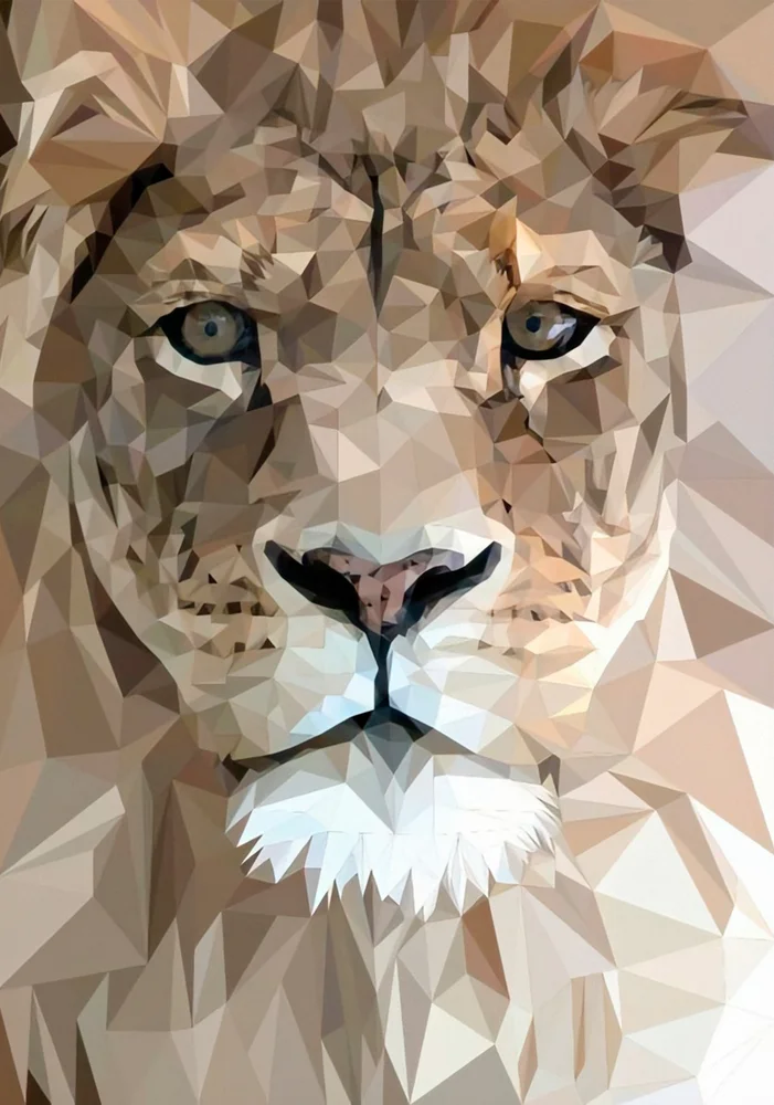 Tablou canvas: Portret Leu în Stil Geometric - Thumbnail 2