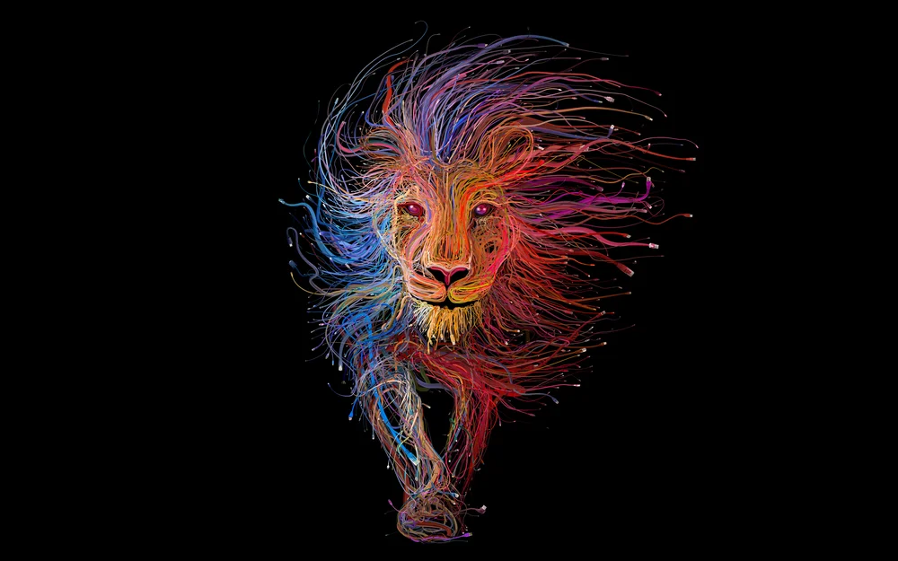 Tablou canvas: Leu Multicolor în Stil Abstract - Thumbnail 2