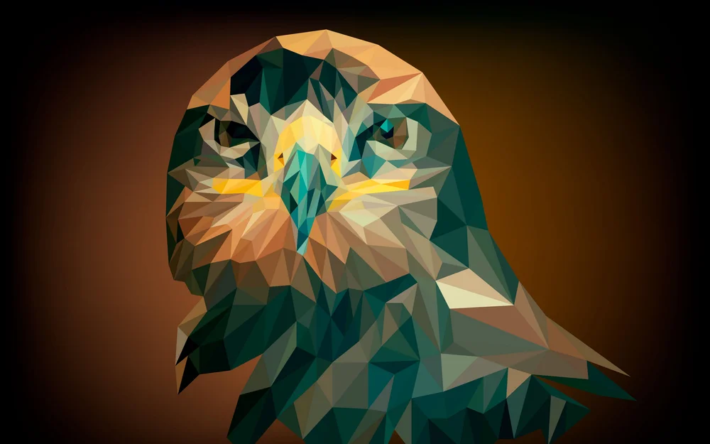 Tablou canvas: Bufniță Geometrică în Tonuri de Pământ - Thumbnail 2