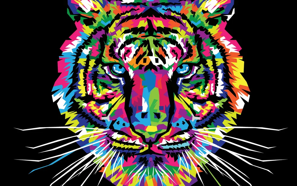 Tablou canvas: Portret de Tigru în Culori Vibrante - Thumbnail 2