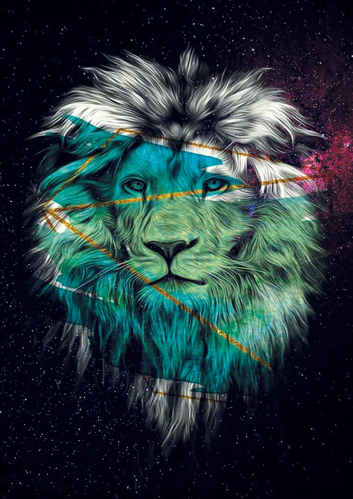 Tablou canvas: Portret de Leu în Paletă Galaxică - Thumbnail 2