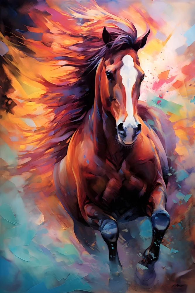 Tablou canvas: Cal în Galop cu Fundal de Foc și Flăcări - Thumbnail 2