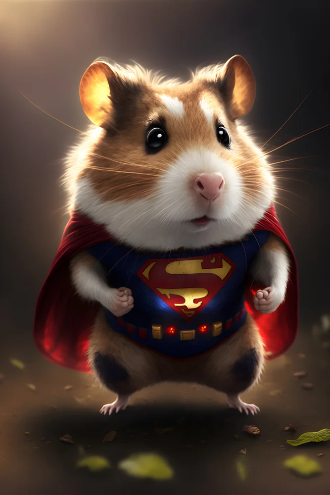 Tablou canvas: Hamster Erou cu Pelerină Roșie - Thumbnail 2