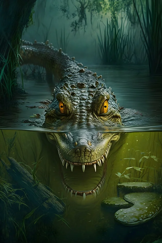 Tablou canvas: Crocodil Înfricoșător în Apă - Thumbnail 2