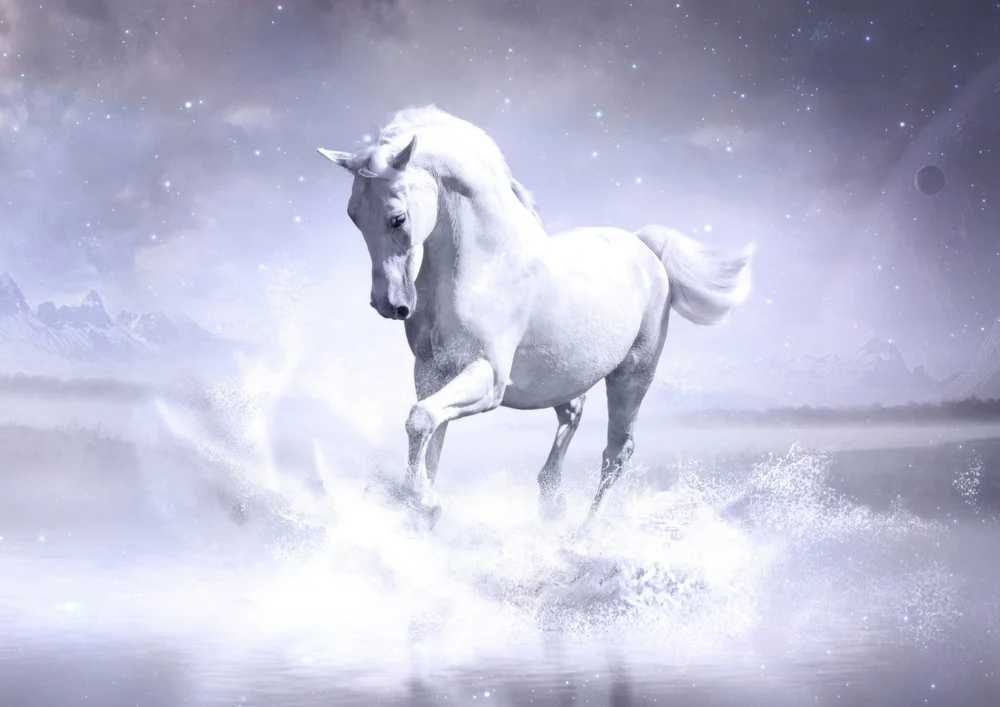 Tablou canvas: Cal Alb în Peisaj Înghețat - Thumbnail 2