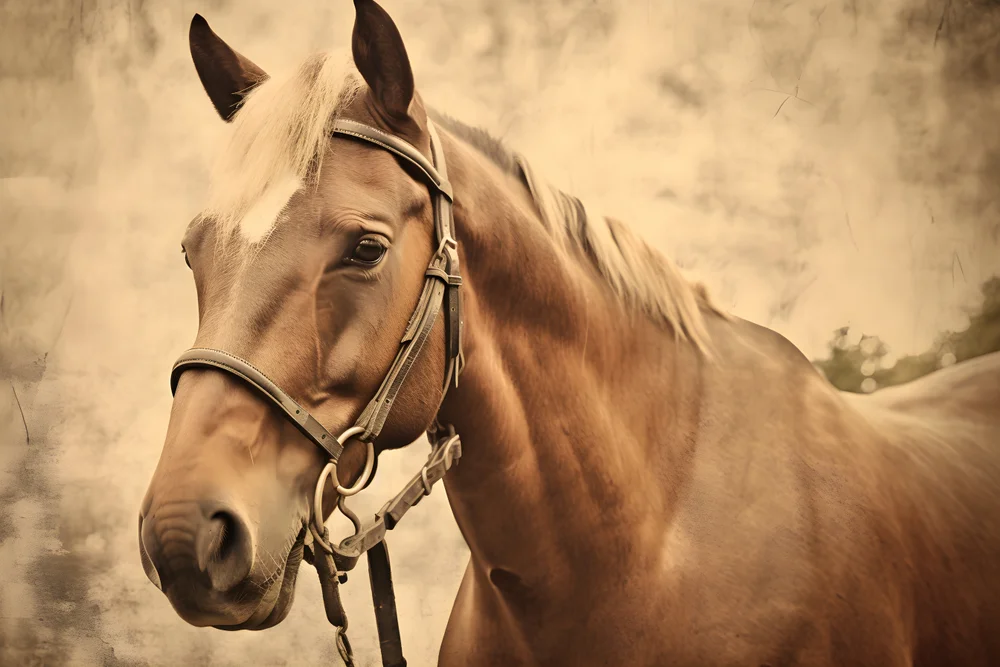 Tablou canvas: Portret de Cal în Tonuri Sepia - Thumbnail 2
