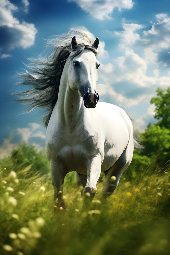 Tablou canvas: Cal Alb în Peisaj Natural - Thumbnail 2