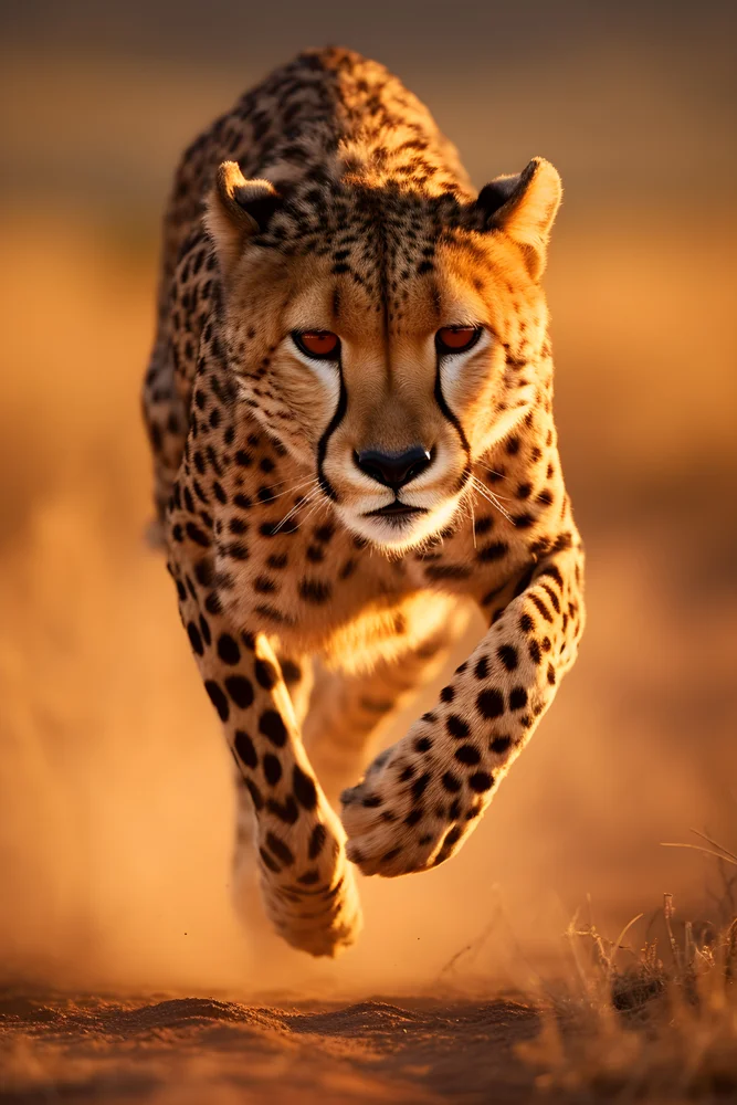 Tablou canvas: Ghepard în Alergare pe Fundal Auriu - Thumbnail 2