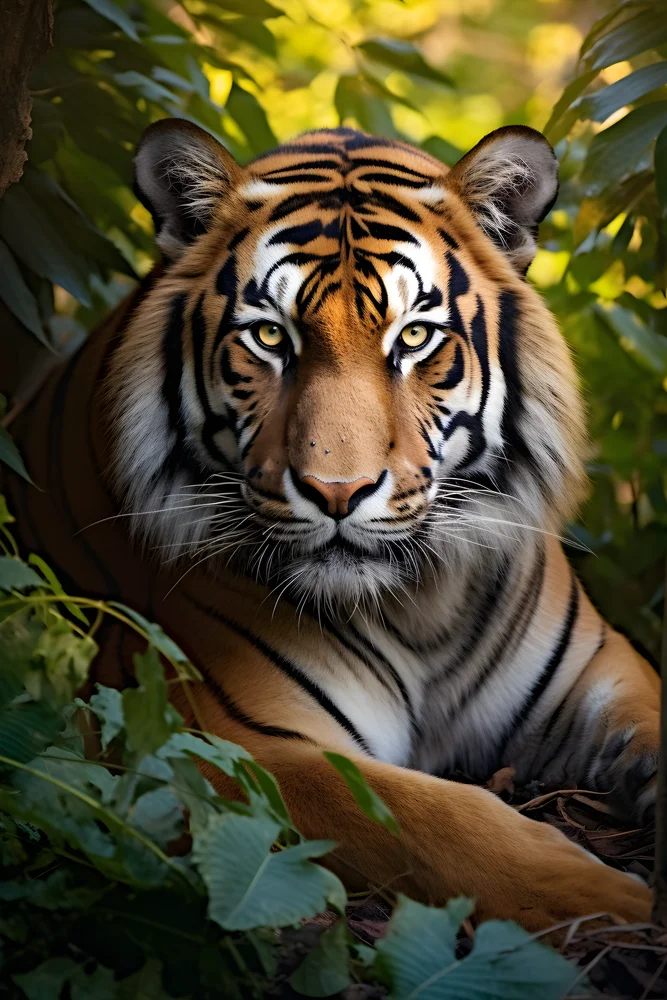 Tablou canvas: Portret de Tigru în Vegetație - Thumbnail 2