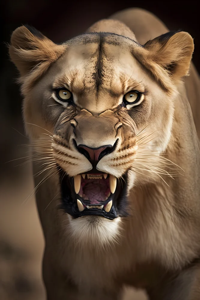 Tablou canvas: Portret Realist de Leoaică Furioasă - Thumbnail 2