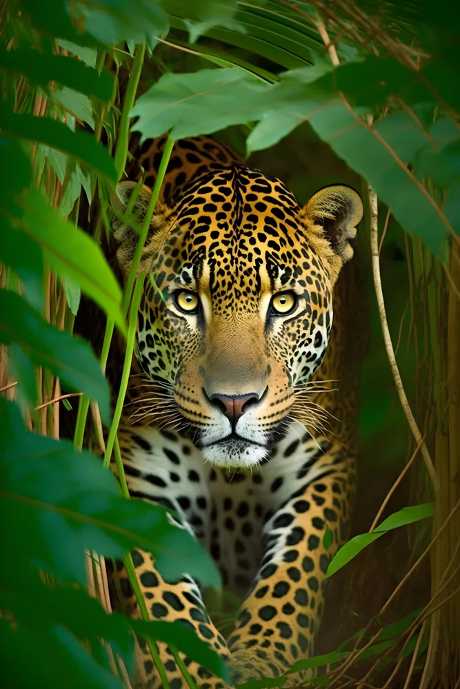 Tablou canvas: Jungla Felină în Verde Intens - Thumbnail 2