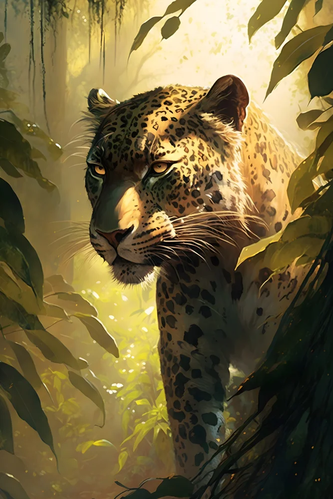 Tablou canvas: Jaguar în Pădure Tropicală Luminată - Thumbnail 2