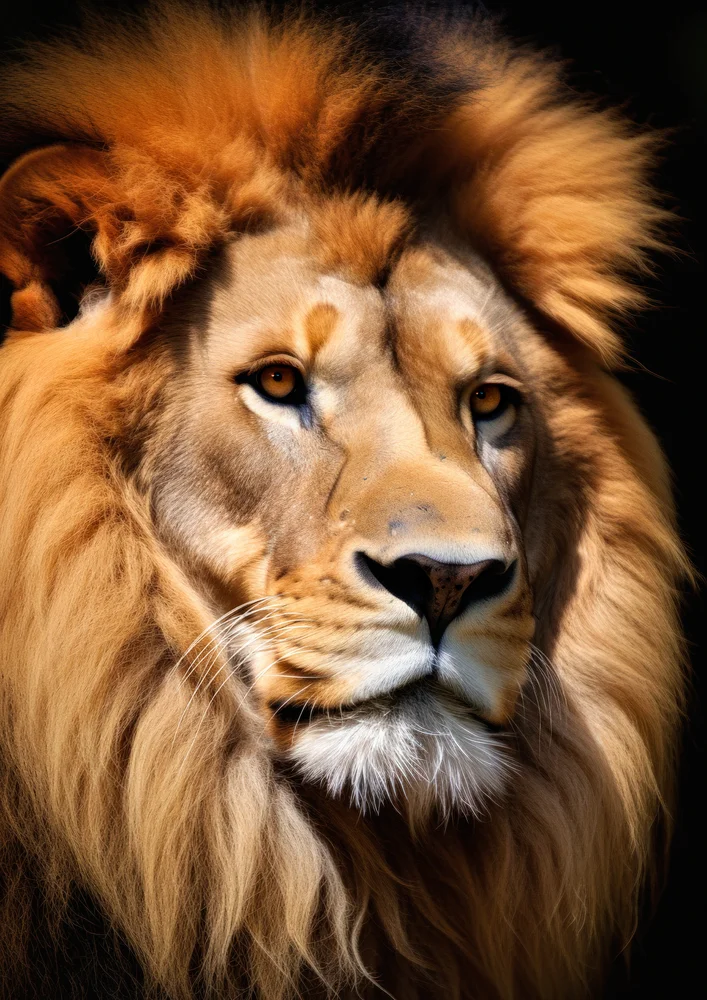 Tablou canvas: Portret Detaliat de Leu în Lumină Caldă - Thumbnail 2