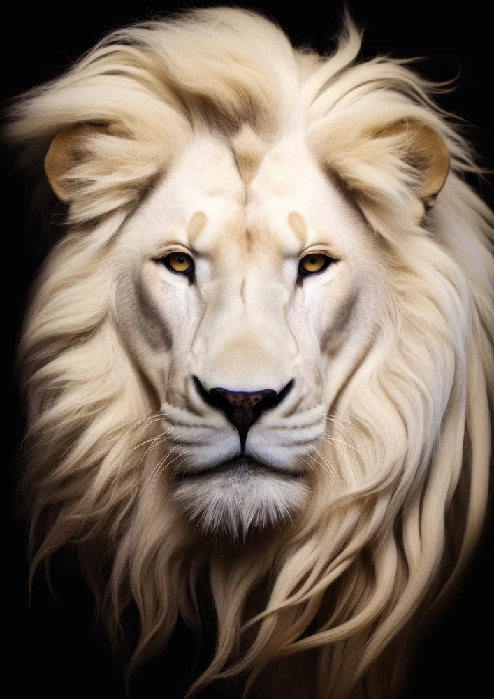 Tablou canvas: Portret Leu Alb pe Fundal Negru - Thumbnail 2