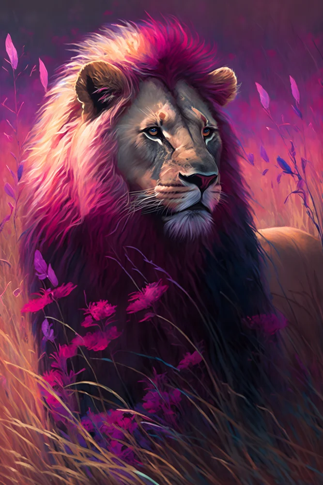 Tablou canvas: Leu Majestic în Peisaj Violet - Thumbnail 2