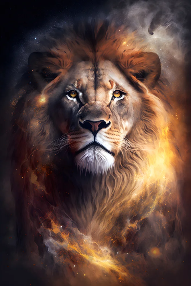 Tablou canvas: Portret Leu în Flăcări Cosmice - Thumbnail 2