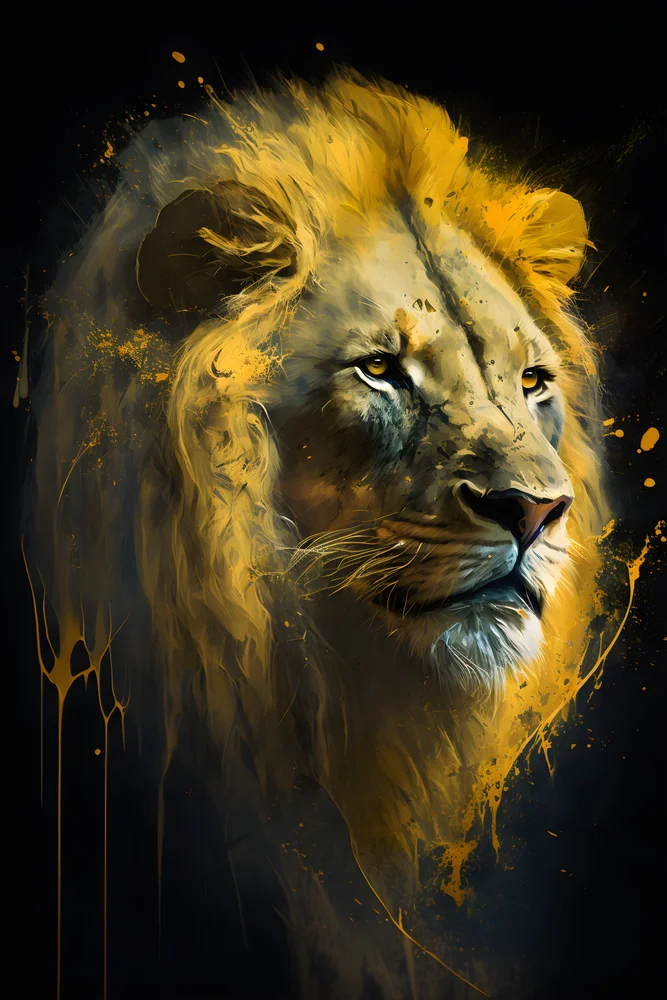 Tablou canvas: Portret de Leu în Tonuri Aurii - Thumbnail 2