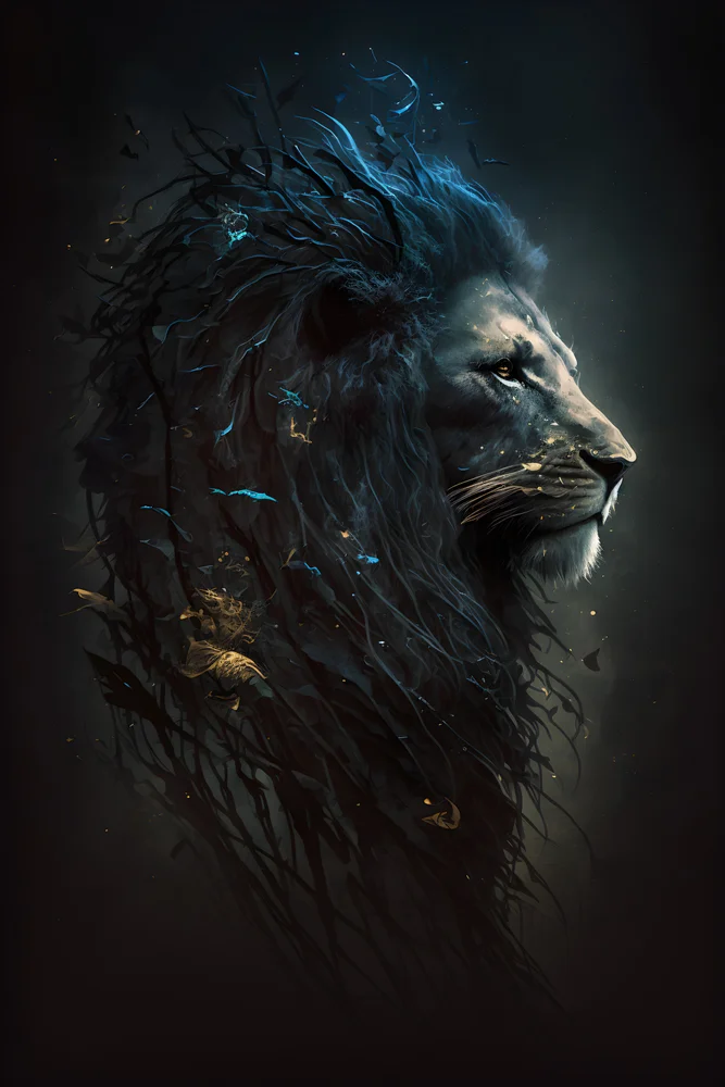 Tablou canvas: Portret de Leu cu Efecte Abstracte - Thumbnail 2