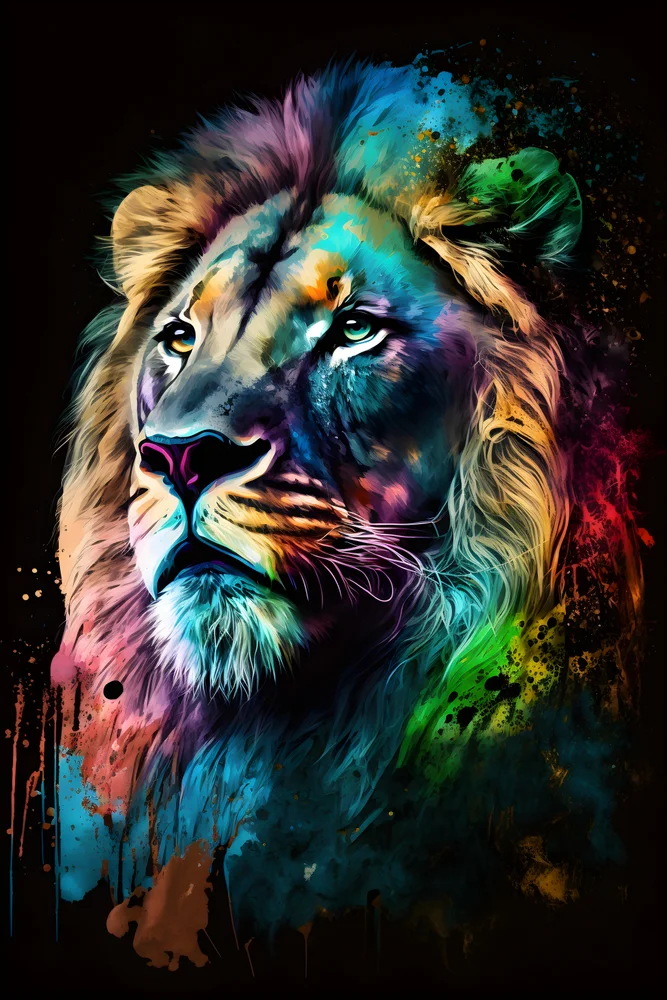 Tablou canvas: Portret de Leu în Culori Vibrante - Thumbnail 2