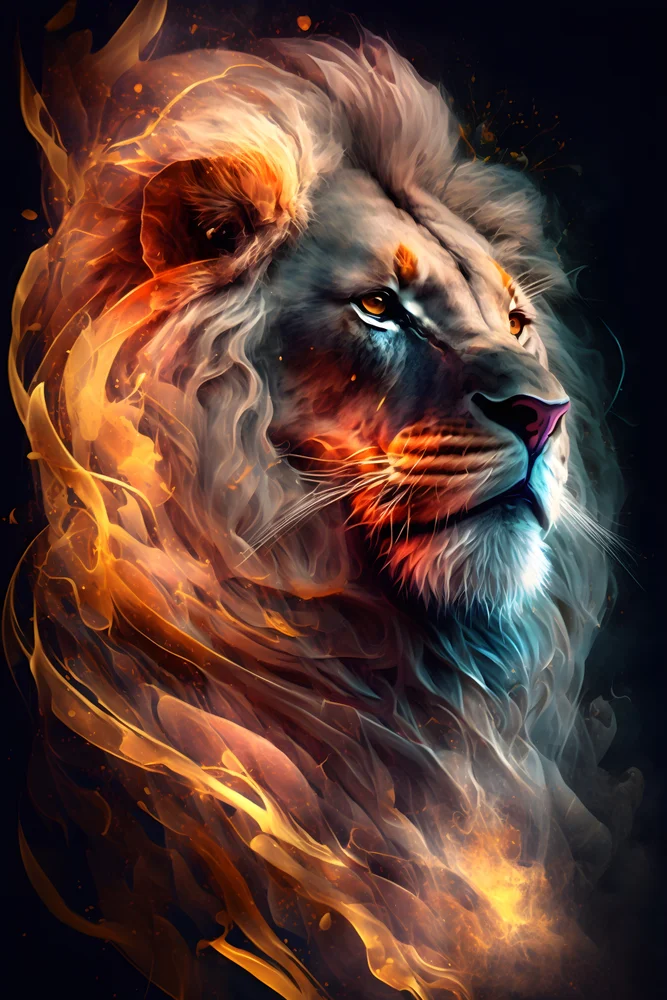 Tablou canvas: Leu Majestic în Flăcări - Thumbnail 2