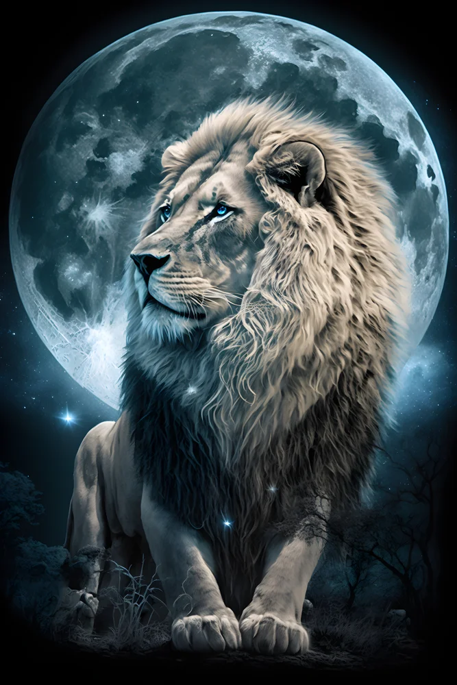 Tablou canvas: Leu Regal sub Luna Plină - Thumbnail 2