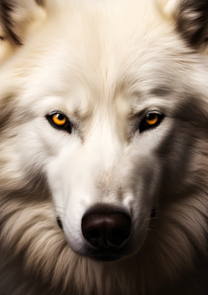 Tablou canvas: Portret Lup Alb cu Privire Pătrunzătoare - Thumbnail 2