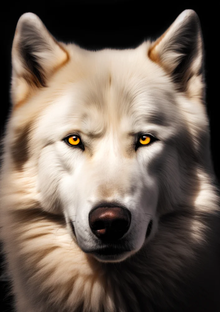 Tablou canvas: Portret Lup Alb cu Ochi Aurii - Thumbnail 2