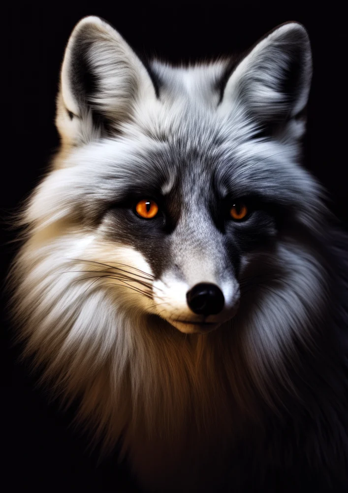 Tablou canvas: Portret de Vulpe Argintie cu Privire Intensa - Thumbnail 2