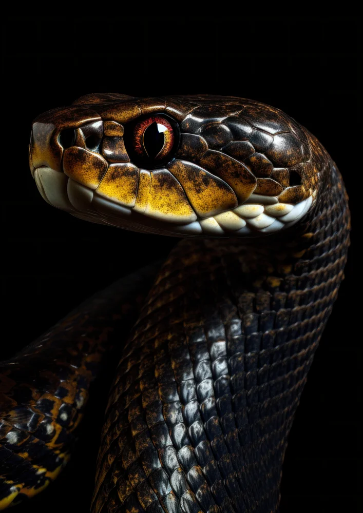 Tablou canvas: Portret de Șarpe pe Fundal Întunecat - Thumbnail 2