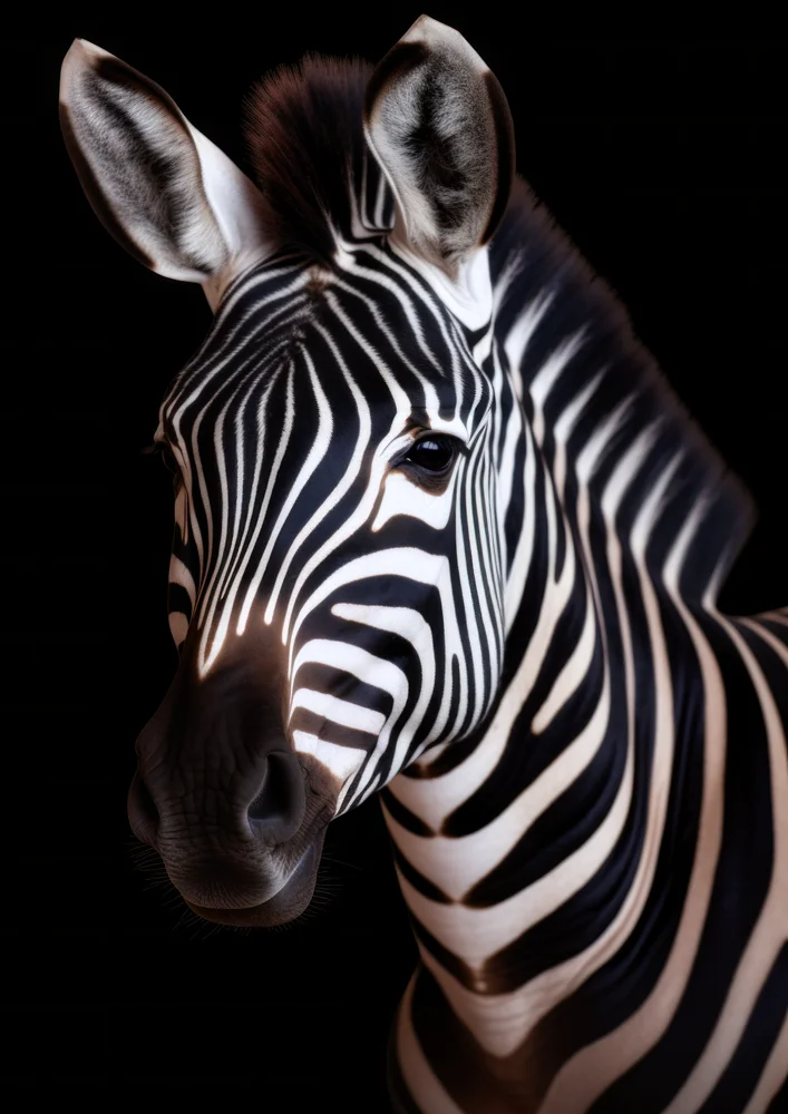 Tablou canvas: Portret de Zebră pe Fundal Negru - Thumbnail 2