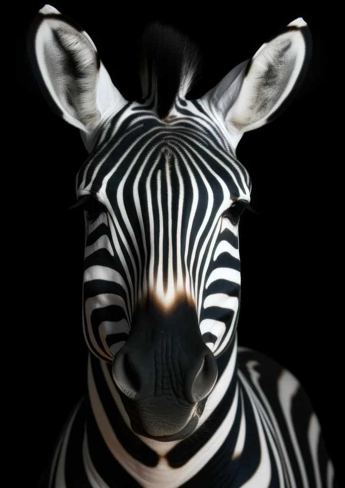 Tablou canvas: Portret Realist de Zebră pe Fundal Negru - Thumbnail 2