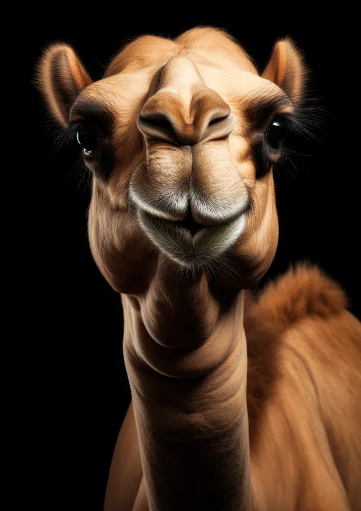 Tablou canvas: Portret Cămilă Pe Fundal Negru - Thumbnail 2