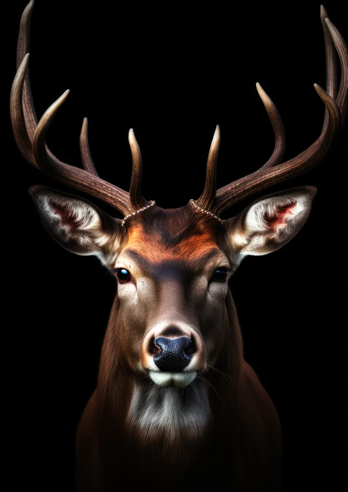 Tablou canvas: Portret Detaliat de Cerb în Lumină Dramatică - Thumbnail 2