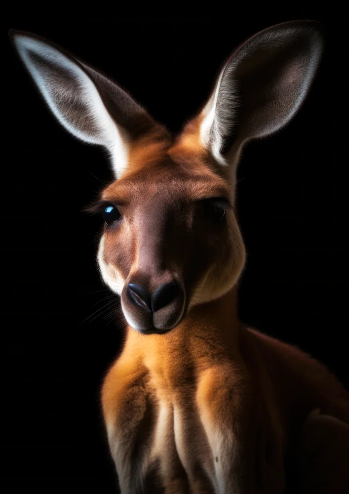 Tablou canvas: Portret Realist de Cangur pe Fundal Negru - Thumbnail 2