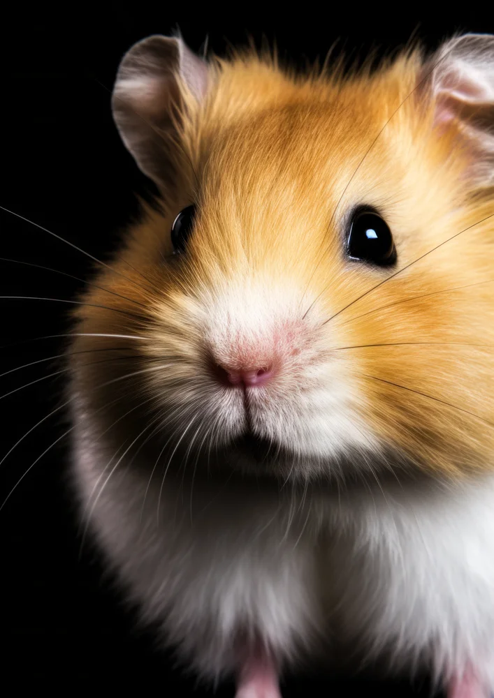 Tablou canvas: Portret Hamster pe Fundal Negru - Thumbnail 2