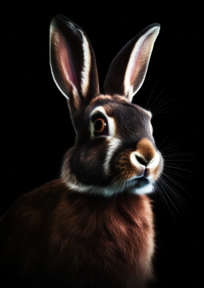 Tablou canvas: Portret de Iepure în Lumină Dramatică - Thumbnail 2