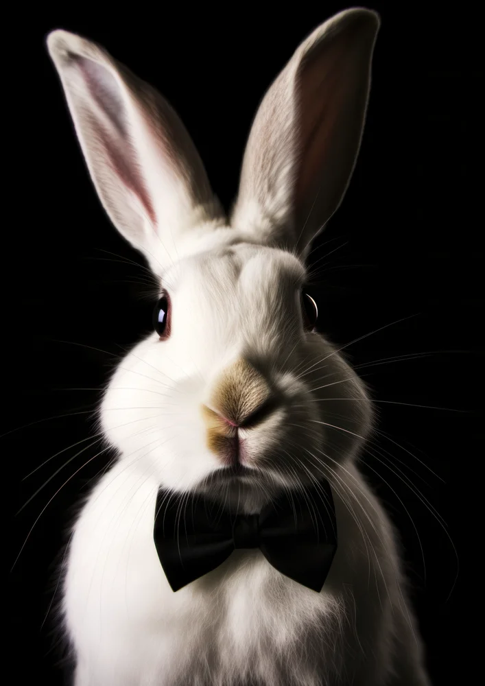 Tablou canvas: Iepure Elegant cu Papion Negru - Thumbnail 2