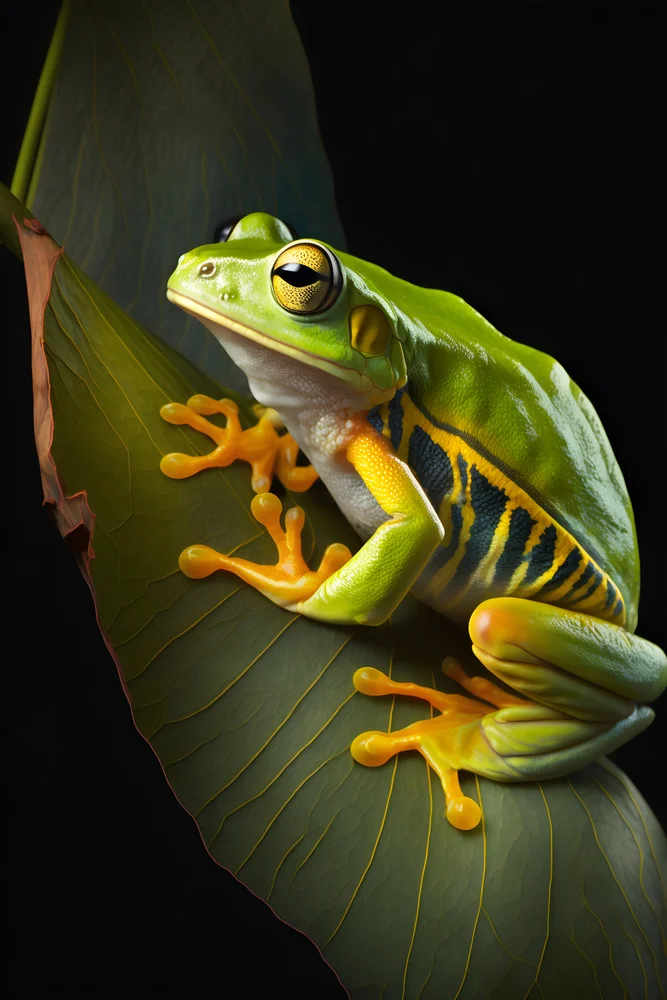 Tablou canvas: Broască pe Frunză în Detalii Vii - Thumbnail 2