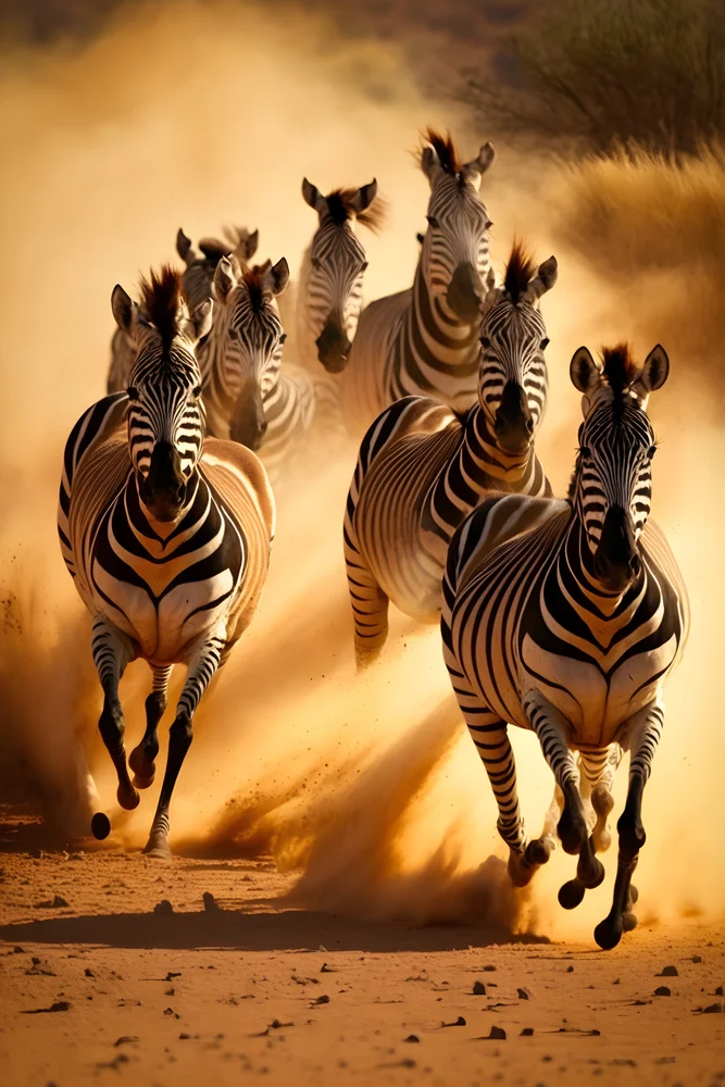 Tablou canvas: Zebre în Alergare prin Deșert - Thumbnail 2