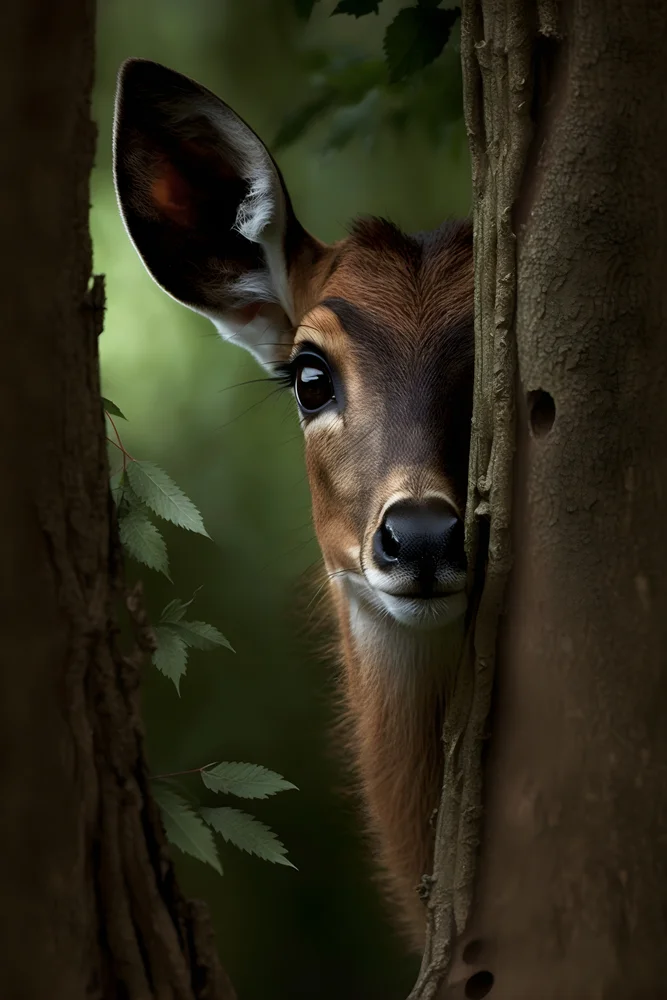 Tablou canvas: Portret de Căprioară între Copaci - Thumbnail 2