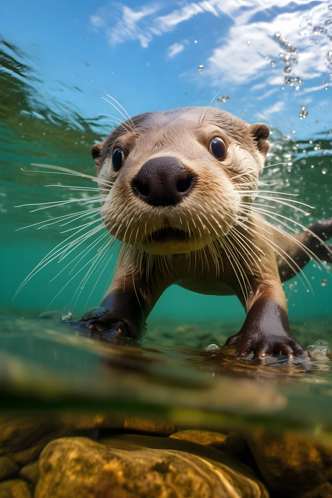 Tablou canvas: Vidra Curioasă în Apă Cristalină - Thumbnail 2
