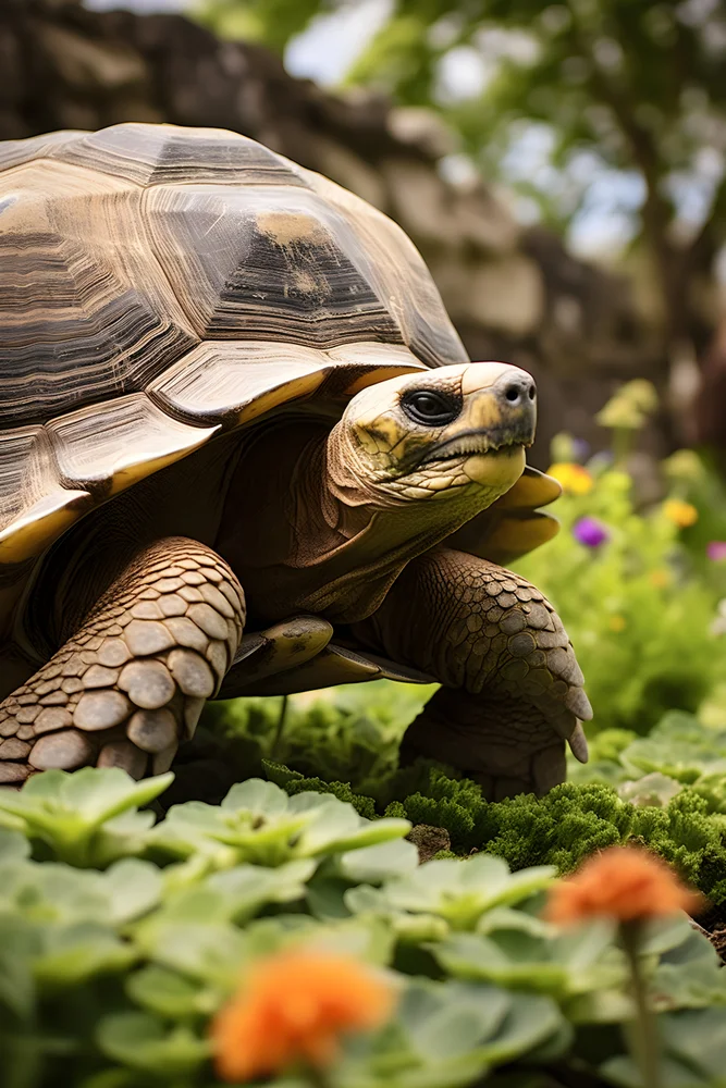 Tablou canvas: Broască Țestoasă în Grădină Viu Colorată - Thumbnail 2