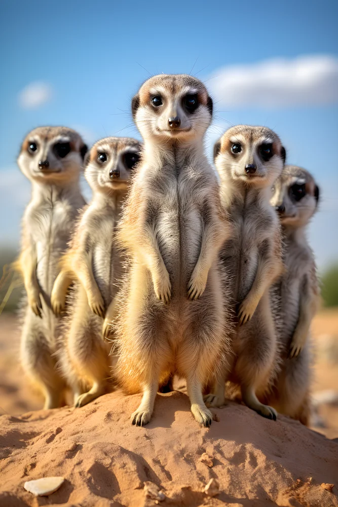 Tablou canvas: Suricate Curioase în Peisaj Deșertic - Thumbnail 2