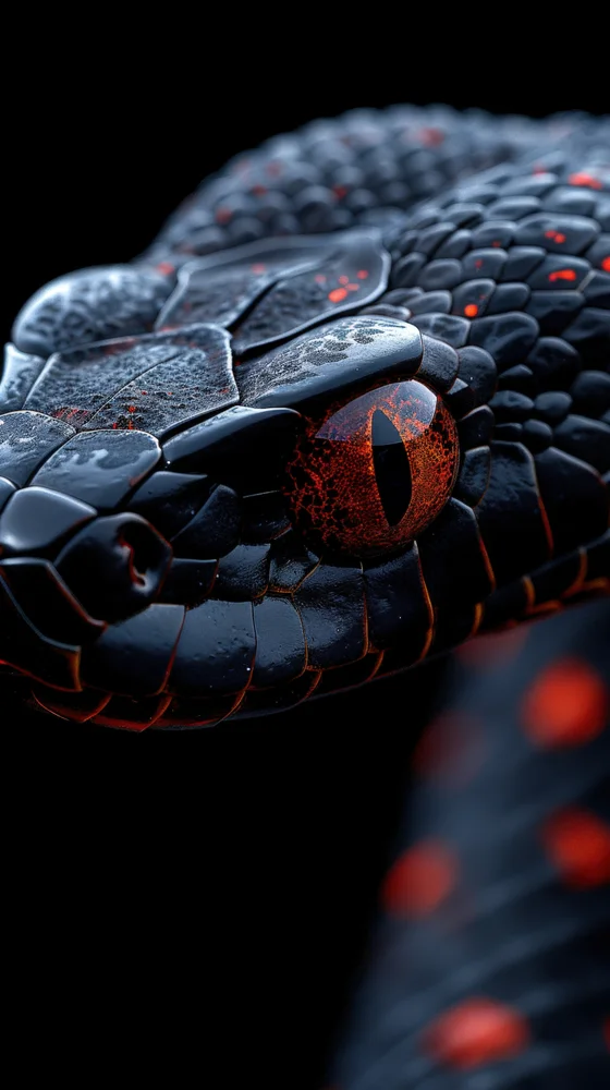 Tablou canvas: Privire de Șarpe cu Solzi Negru-Portocaliu - Thumbnail 2